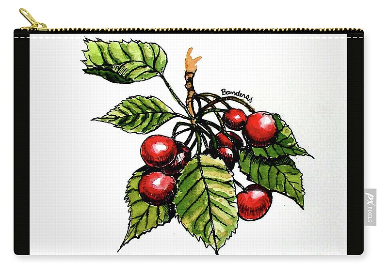 Fruit Zip Pouch featuring the painting Cherries by Terry Banderas