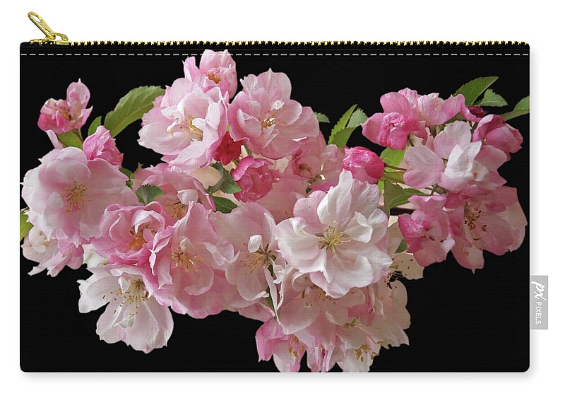 Cherry Blossom Zip Pouch featuring the photograph Cherry Blossom on Black by Gill Billington