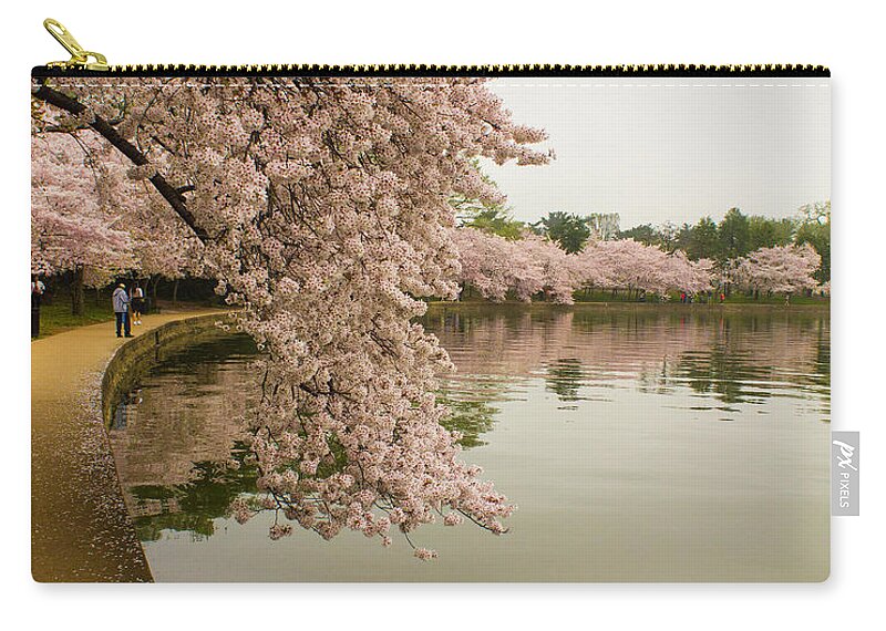 Tidal Basin Zip Pouch featuring the photograph Cherry Blossoms Along the Tidal Basin 8x10 by Leah Palmer