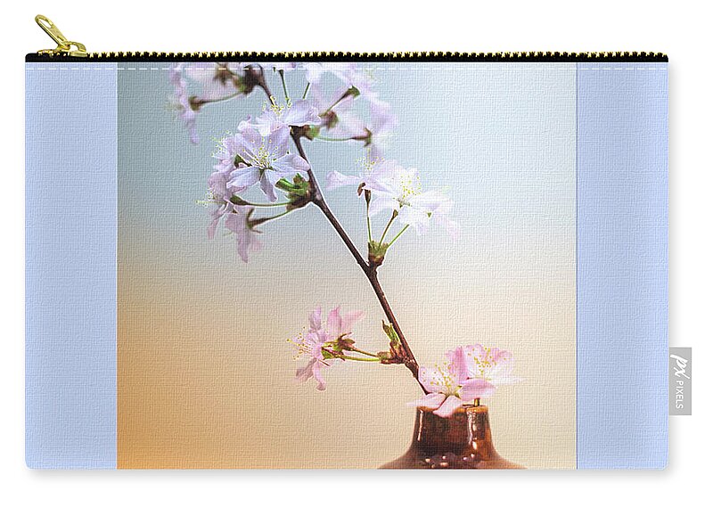 Mona Stut Zip Pouch featuring the photograph Cherry Blossoms In Vase by Mona Stut