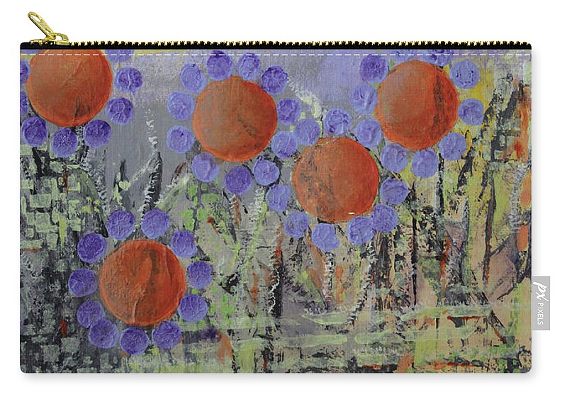 Circles Zip Pouch featuring the painting Cheery Flowers by April Burton