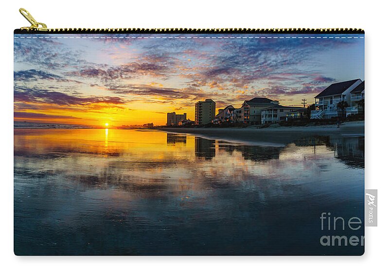 Myrtle Beach Days Collection Zip Pouch featuring the photograph Cherry Grove Beach Front Sunset by David Smith