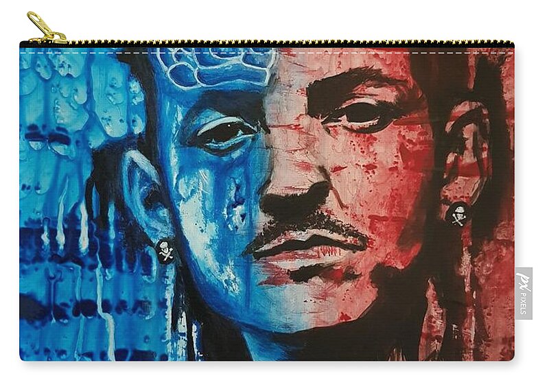 Chester Bennington Zip Pouch featuring the painting Heavy Thoughts by Cassy Allsworth