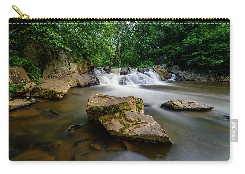 Chestnut Zip Pouch featuring the photograph Chestnut Creek Falls by Michael Scott