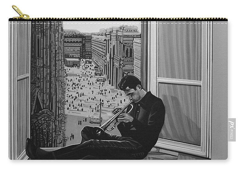 Chet Baker Zip Pouch featuring the painting Chet Baker by Paul Meijering