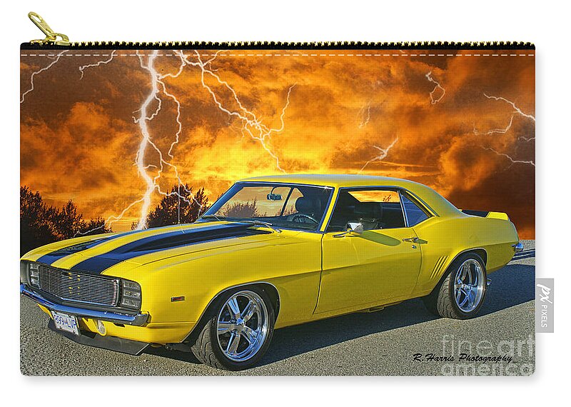 Cars Zip Pouch featuring the photograph Chevy Camero by Randy Harris