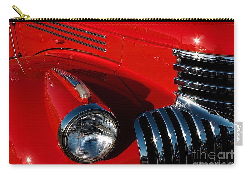 Truck Zip Pouch featuring the photograph Chevy Red by Linda Bianic