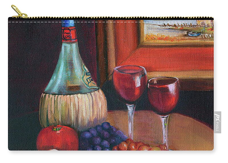 Still Life Zip Pouch featuring the painting Chianti Still Life by Marlene Book