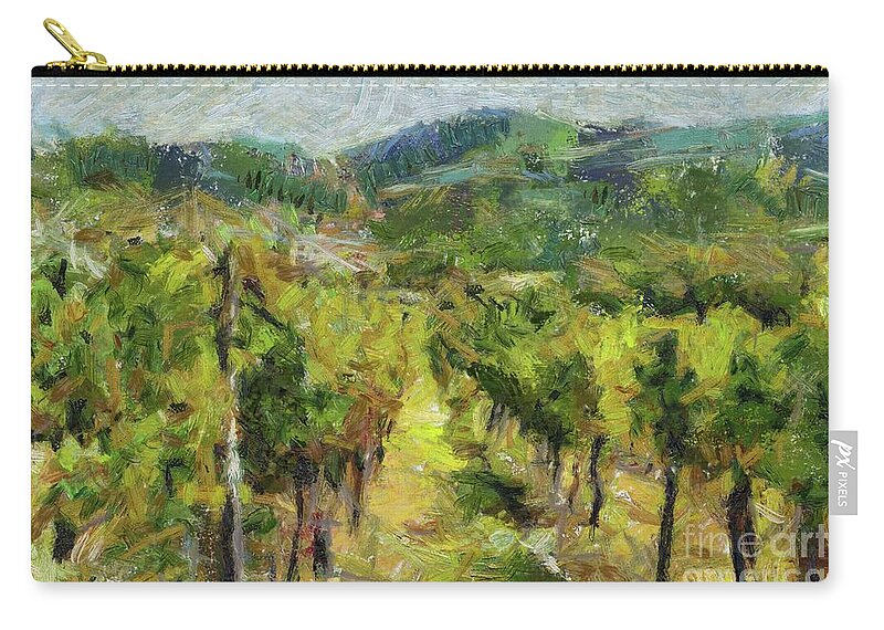 Landscape Zip Pouch featuring the painting Chianti vineyards by Dragica Micki Fortuna