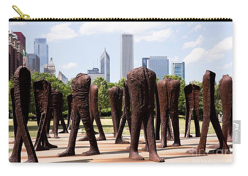 Agora Zip Pouch featuring the photograph Chicago Agora Headless Statues by Paul Velgos