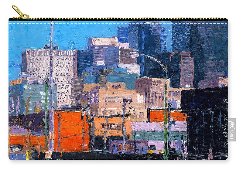 Chicago Downtown Buildings Zip Pouch featuring the painting Chicago Highrise Buildings by Judith Barath