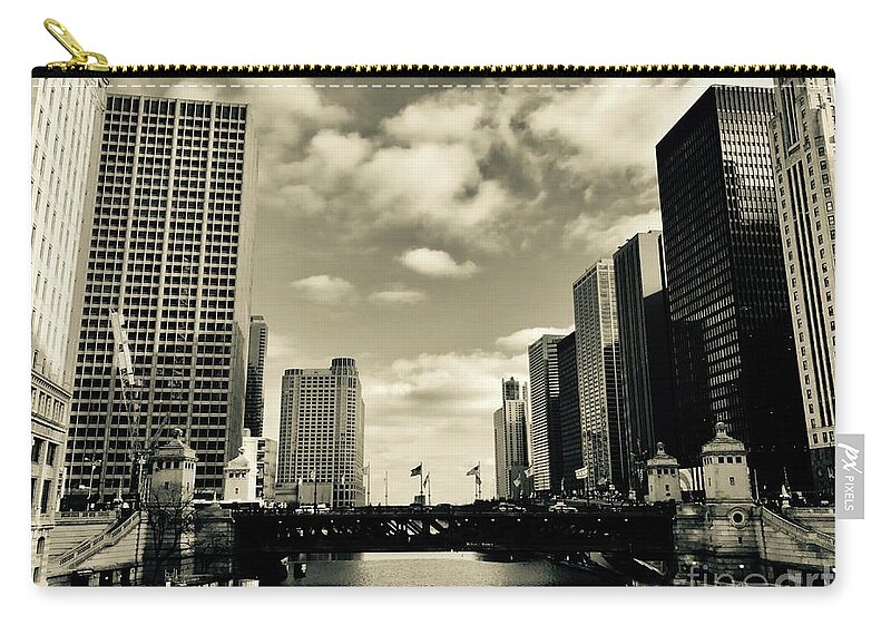 Chicago Zip Pouch featuring the photograph Chicago River by Dennis Richardson