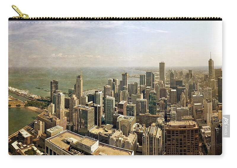 Chicago Zip Pouch featuring the photograph Chicago Skyline with Navy Pier by Michelle Calkins