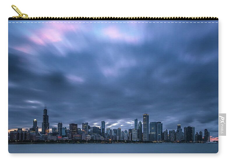 Chicago Zip Pouch featuring the photograph Chicago Sunset by Ryan Heffron