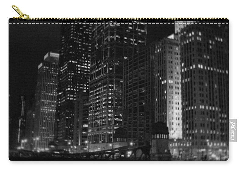Chicago Zip Pouch featuring the photograph Chicago Wacker Drive Night Portrait by Kyle Hanson