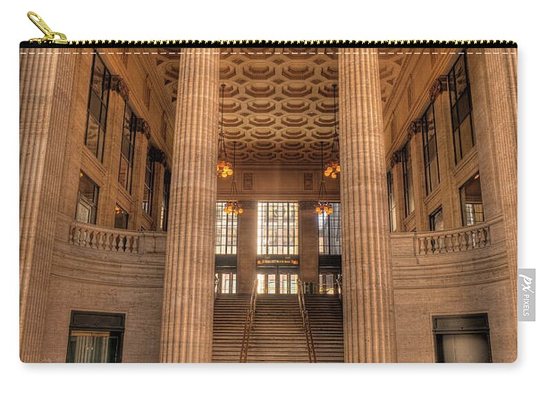 Chicago Zip Pouch featuring the photograph Chicagos Union Station Waiting Hall by Steve Gadomski