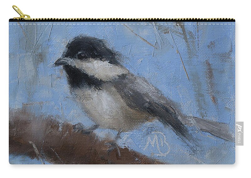 Wildlife Art Zip Pouch featuring the painting Chickadee #1 by Monica Burnette