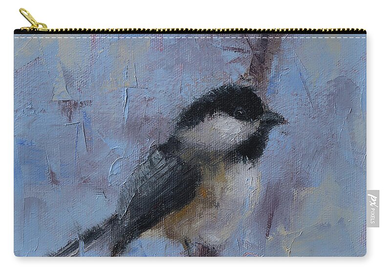 Wildlife Art Zip Pouch featuring the painting Chickadee #2 by Monica Burnette
