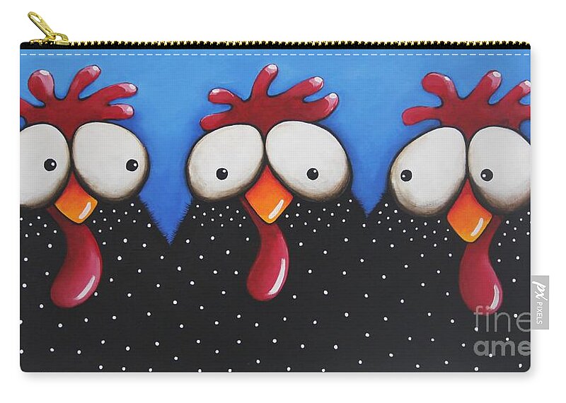 Chicken Design Zip Pouch featuring the painting Chickens Love Blue Sky by Lucia Stewart