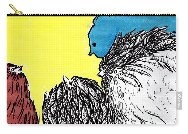 Chickens Zip Pouch featuring the painting Chickens One by Jason Tricktop Matthews