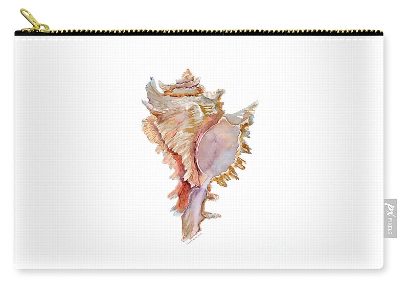 Shell Zip Pouch featuring the painting Chicoreus Ramosus Shell by Amy Kirkpatrick