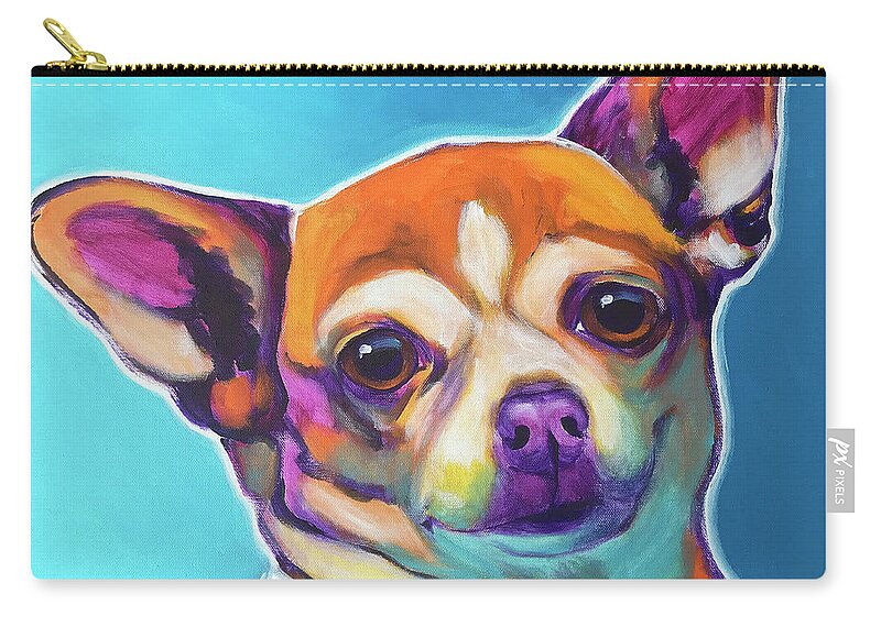Chihuahua Zip Pouch featuring the painting Chihuahua - Starr by Dawg Painter