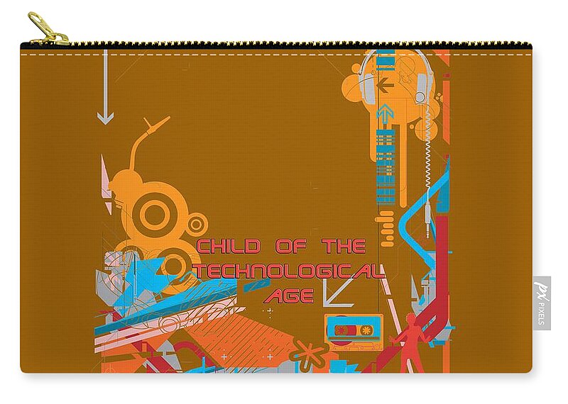 Wright Zip Pouch featuring the digital art Child of the Technological Age by Paulette B Wright