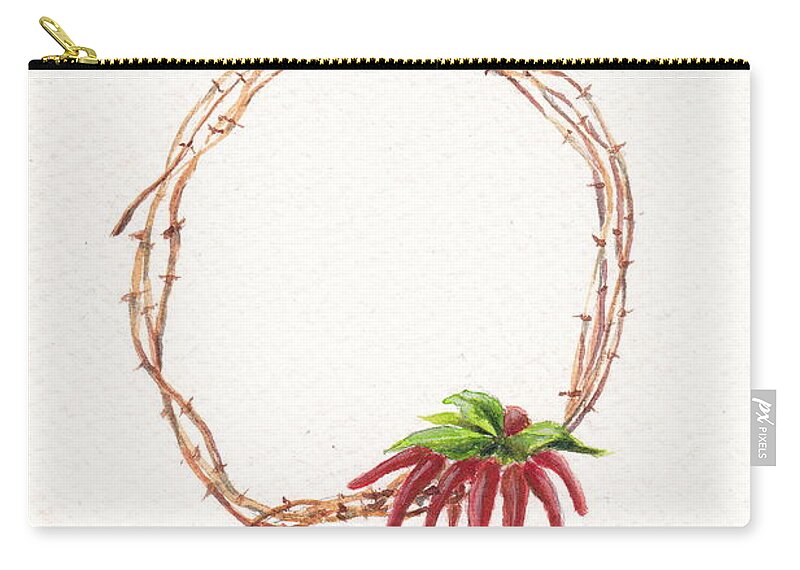 Chili's Zip Pouch featuring the painting Chili Wreath by Eric Suchman