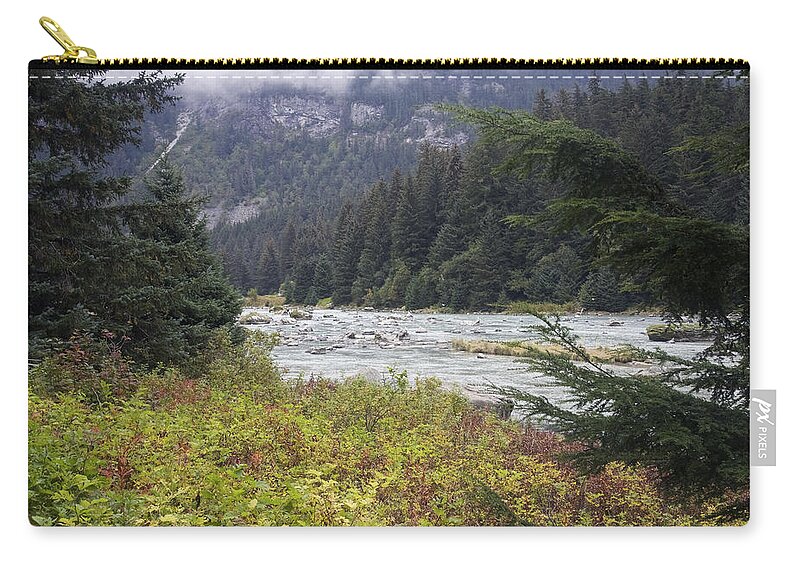 Chilkoot Zip Pouch featuring the photograph Chillkoot River 3 by Richard J Cassato
