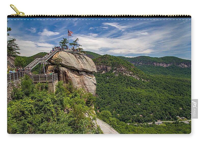 Chimney Rock Zip Pouch featuring the photograph Chimney Rock North Carolina by Kevin Craft