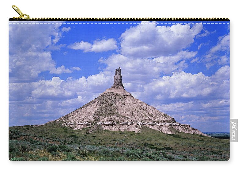 Chimney Rock Zip Pouch featuring the photograph Chimney Rock by Robert Potts