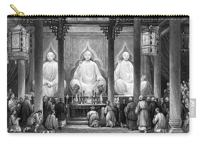 1843 Zip Pouch featuring the photograph China: Buddhist Temple by Granger