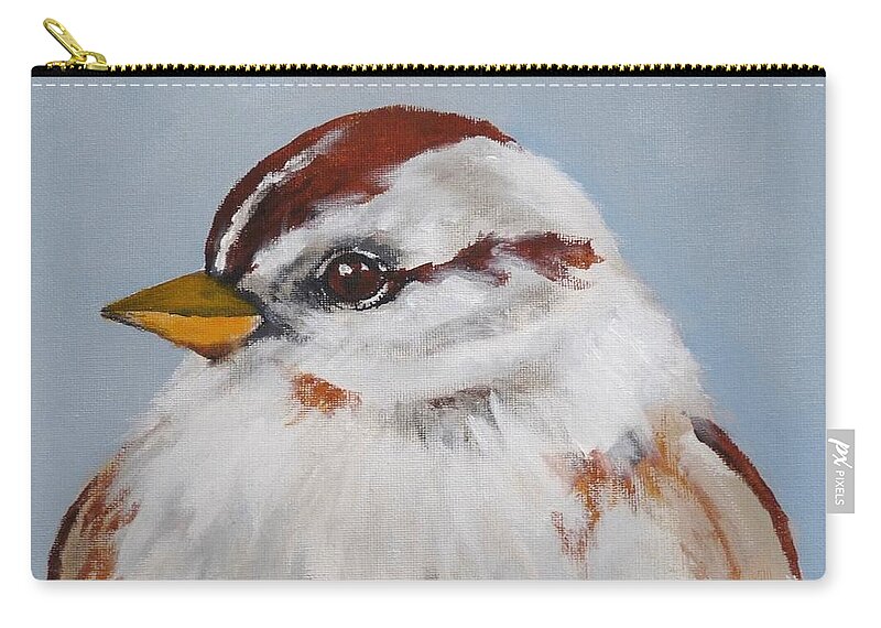 Chipping Sparrow Zip Pouch featuring the painting Chipping Sparrow by Pat Dolan