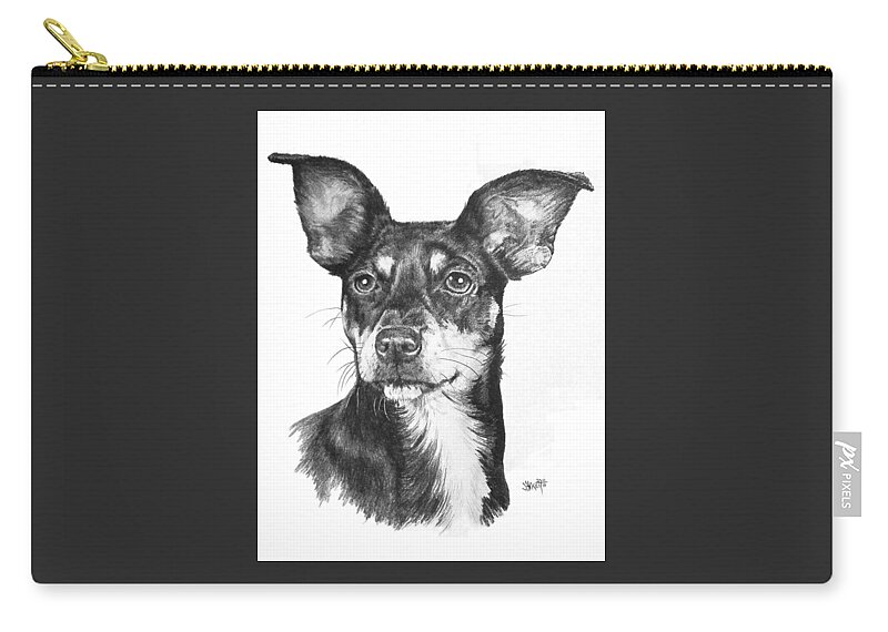 Designer Dog Zip Pouch featuring the drawing Chiweenie by Barbara Keith