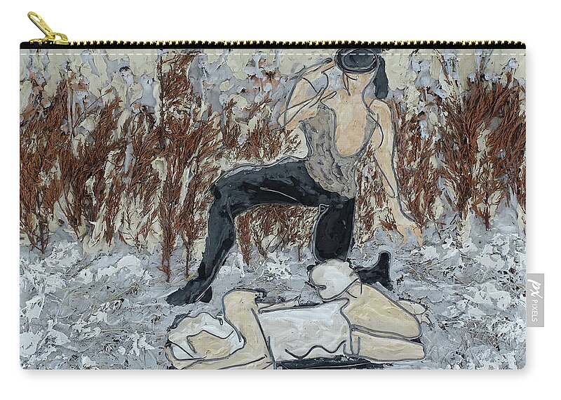 Briaxis Zip Pouch featuring the painting Chloe is kidnapped by Bryaxis by Peregrine Roskilly