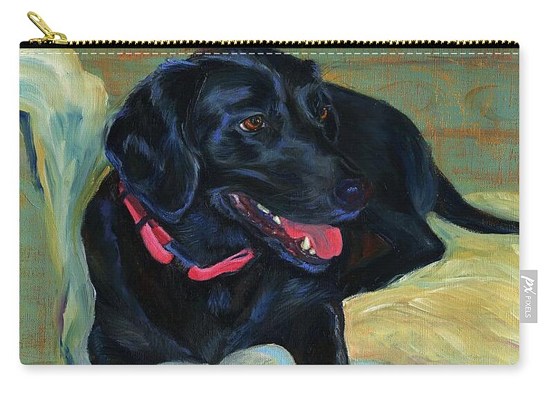 Pet Portrait Zip Pouch featuring the painting Chloe by Susan Hensel