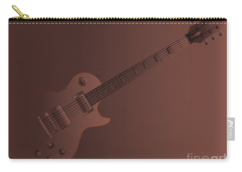 Guitar Zip Pouch featuring the digital art Chocolate Electric Guitar by Bigalbaloo Stock