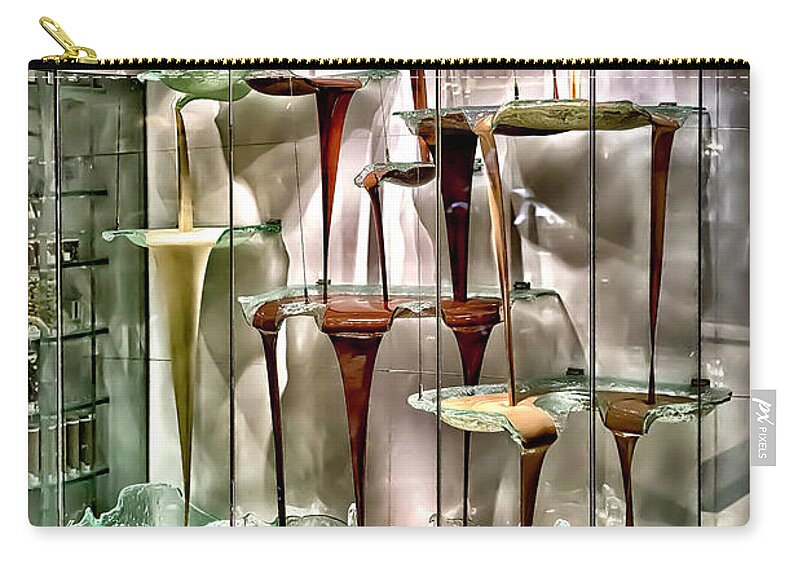Chocolate Zip Pouch featuring the photograph Chocolate Fountain in Bellagio by Walt Foegelle