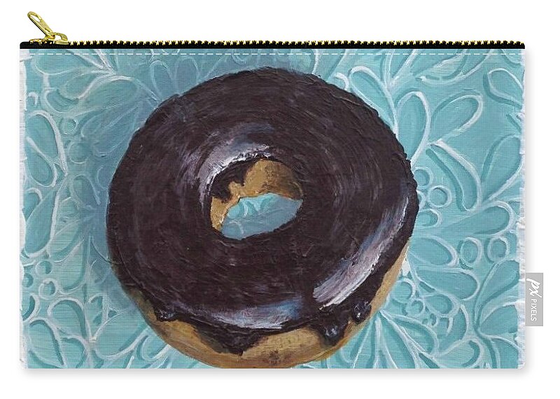 Donut Art Art Zip Pouch featuring the painting Chocolate Glazed by Teresa Fry