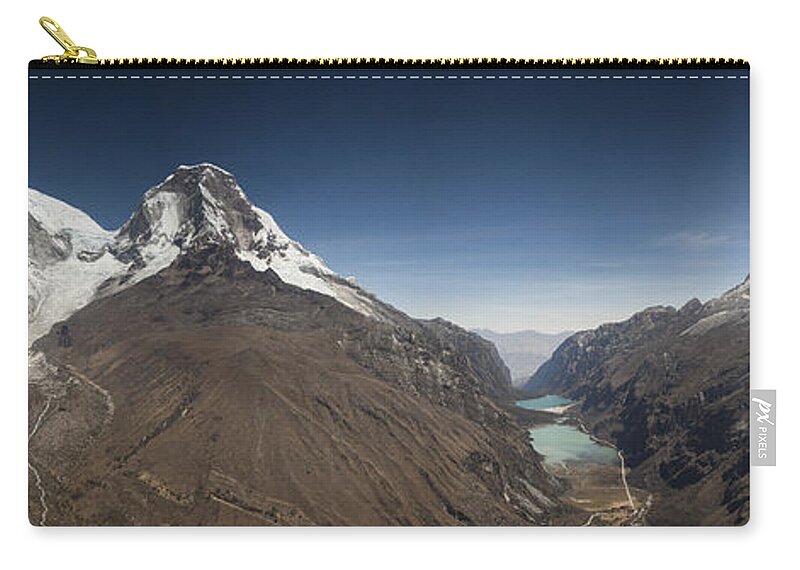 00498192 Zip Pouch featuring the photograph Chopicalqui And Huandoy Mountain Peaks by Colin Monteath