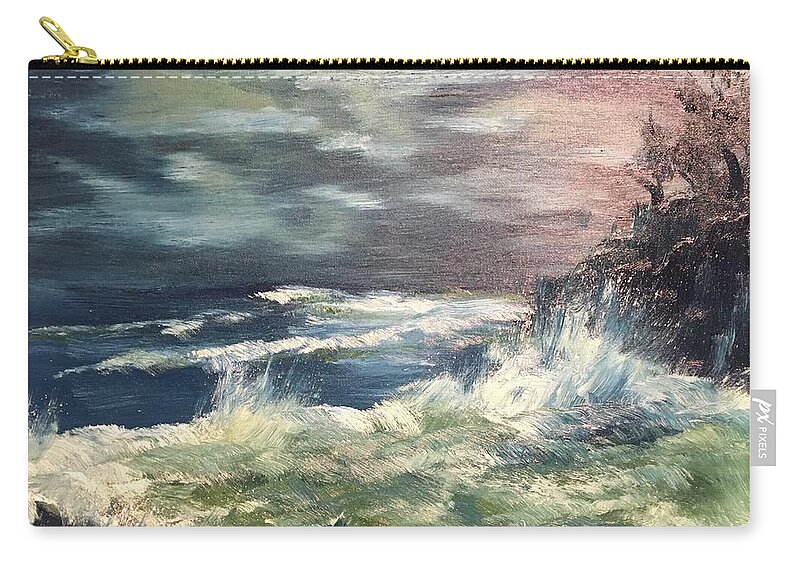 Choppy Zip Pouch featuring the painting Choppy Seas 1 by David Bartsch