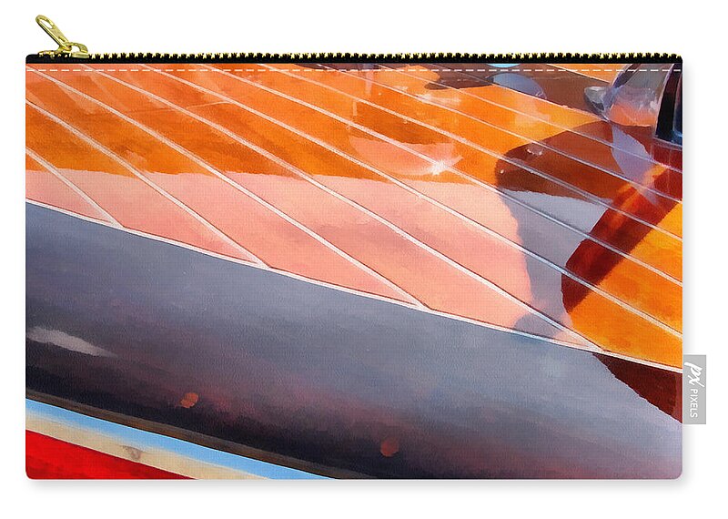 Chriscraft Zip Pouch featuring the digital art Chris Craft in the Sunlight by Michelle Calkins