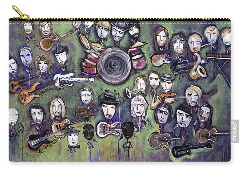 Chris Daniels Zip Pouch featuring the painting Chris Daniels and Friends by Laurie Maves ART