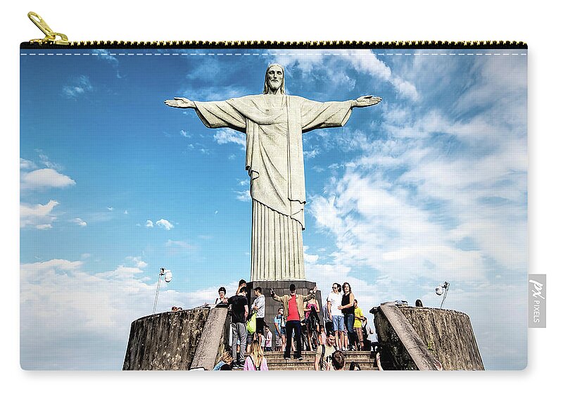 Statue Zip Pouch featuring the photograph Christ the Redeemer Statue by Pravine Chester