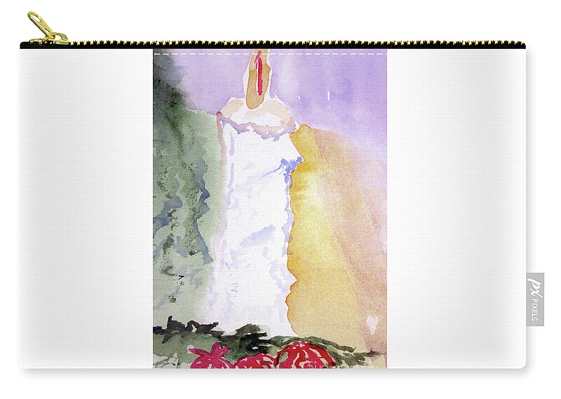 Candle Zip Pouch featuring the painting Christmas Candle 2 by Sandy McIntire