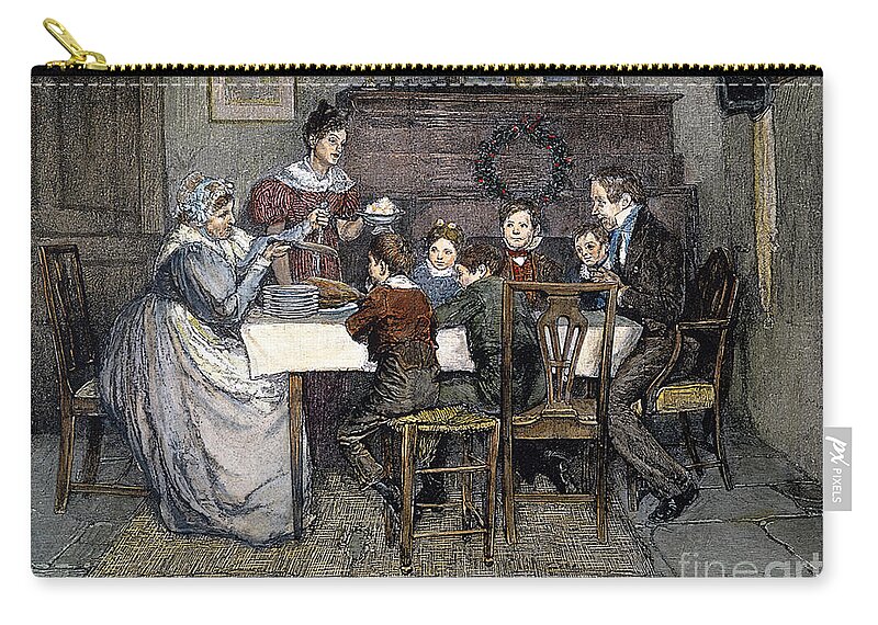 19th Century Zip Pouch featuring the drawing Christmas Carol by Granger