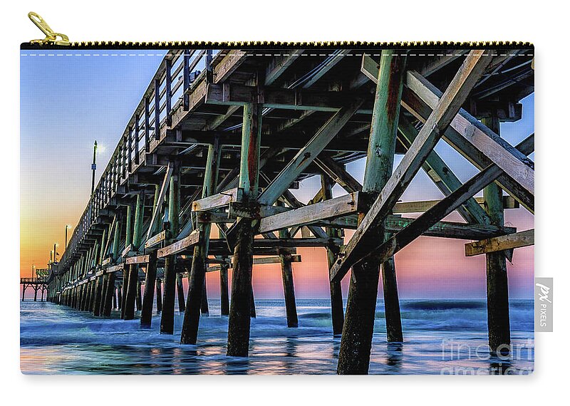 Pier Zip Pouch featuring the photograph Christmas Day Sunrise at the Pier #2 by David Smith