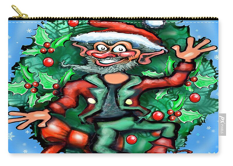 Christmas Zip Pouch featuring the digital art Christmas Elf by Kevin Middleton