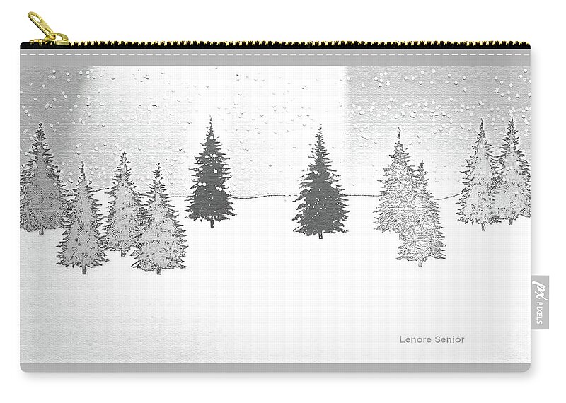 Minimal Zip Pouch featuring the mixed media Christmas Eve by Lenore Senior