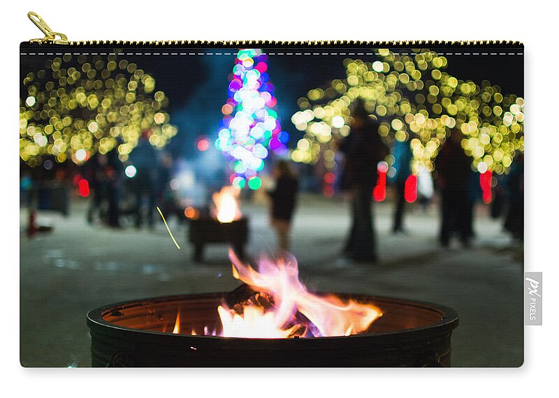 Fire Carry-all Pouch featuring the photograph Christmas fire pit by Stephen Holst
